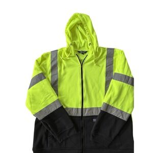 Bass Creek Outfitters Workwear High Visibility Neon Yellow Black Hoodie Size L